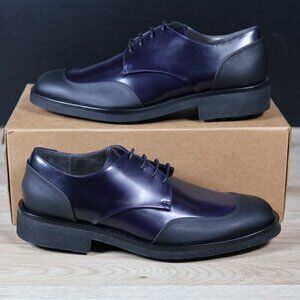 Robert Clergerie Shoes Mens 10 Purple Black Leather Derby Dress Made in France